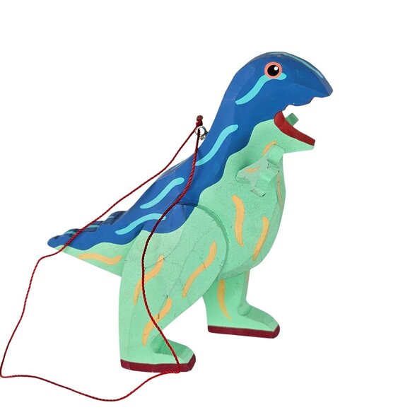 Handcrafted Wooden Dinosaur Ornament Christmas Decor Tyrannosaurus Rex - Picture 1 of 8